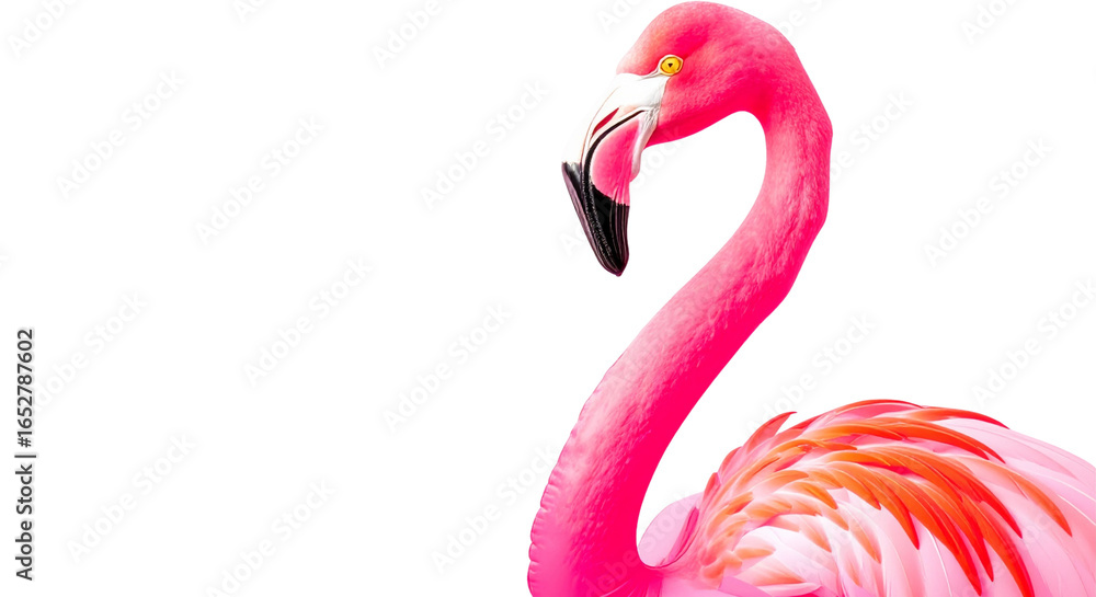 Fototapeta premium pink flamingo on white background