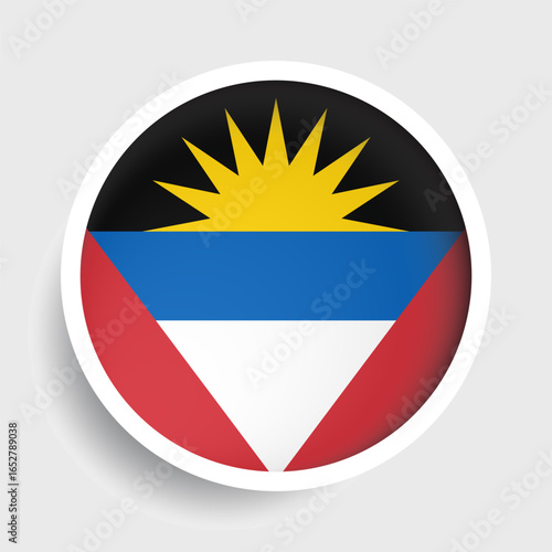 Free Download Flag of Antigua and Barbuda, round icon with shadow, national symbol - GFXLoad