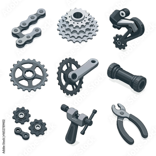 Bicycle breaker drivetrain icon crankset jockey icons link bottom chainring vector chain