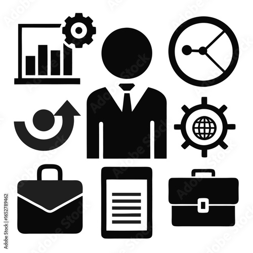 Business Icons: Management, Time, Strategy, and Productivity Symbols for Presentations & Reports