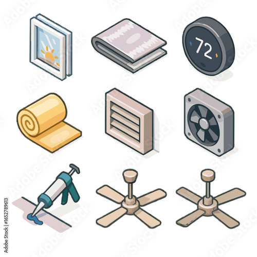 Barrier air roof roll solar efficiency vector sealant icon fan windows smart