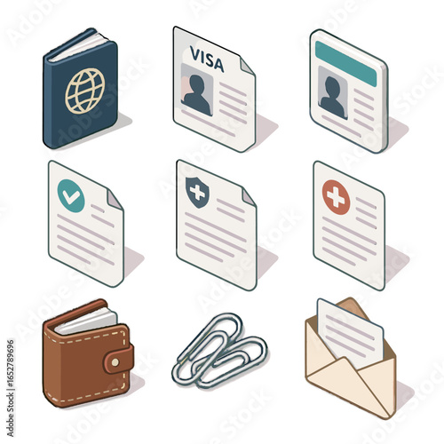 Insurance icons icon wallet emergency vector envelope list document travel vaccine paperclip