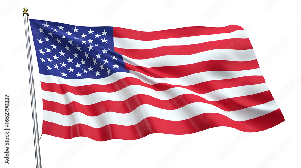 Fototapeta premium Waving American Flag on Transparent Background for Patriotic Designs and National Holiday Projects