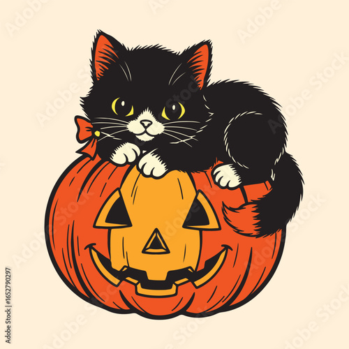 Comfort Colors Halloween Design, Halloween Cat EPS File, Pumpkin EPS, Vintage Halloween Cat Lover Tee, Cute Black Cat EPS File, Halloween Gift