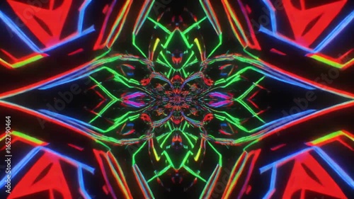 Colorful Kaleidoscope Glitch Abstract Rave Visual Loop
