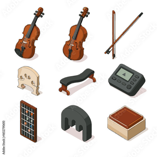 Block icons icon mute practice shoulder string support device vector chart tuner