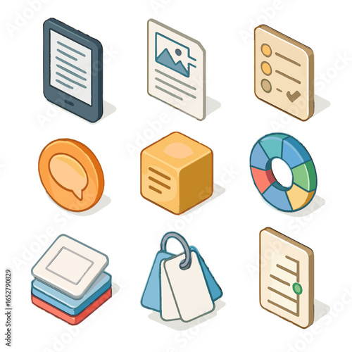 Progress vector educational sheet summary card glossary tools chapter icons cube vocabulary