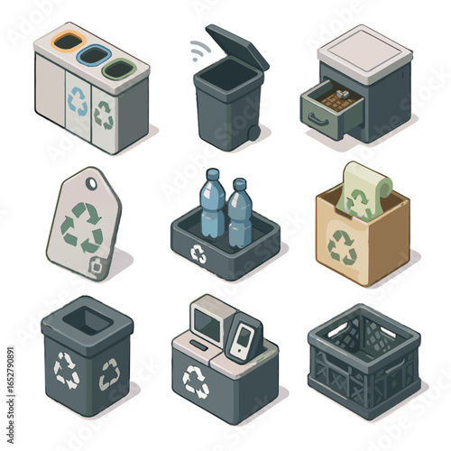 Tag biodegradable crate vector recycling smart icon qr sorter box