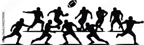 Silhouette of american football players in action