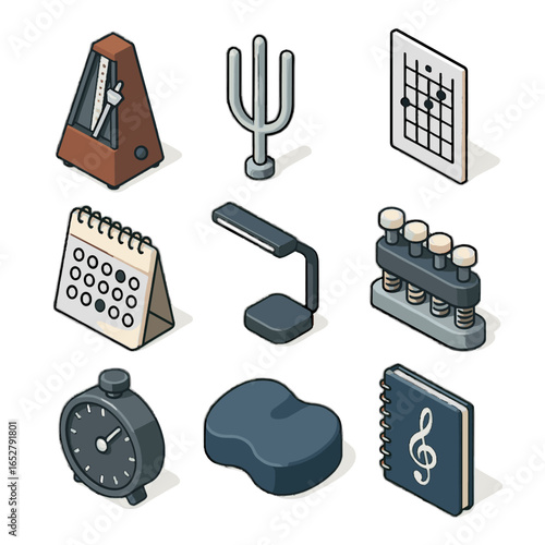 Tools practice posture vector music cushion exerciser metronome tuning icon journal chord