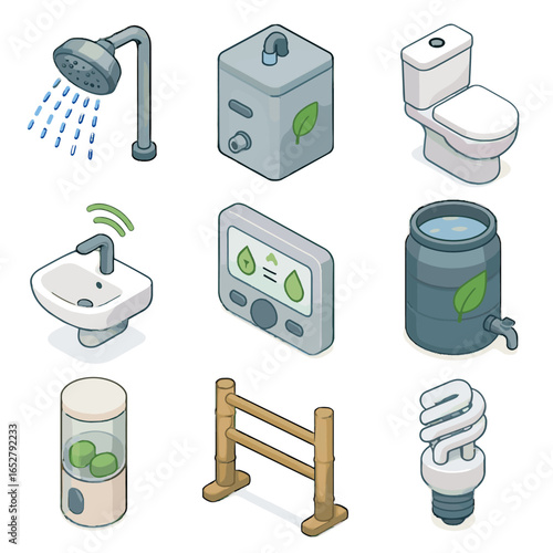 Icon temperature recycling vector towel unit eco collector sink smart pod fixtures