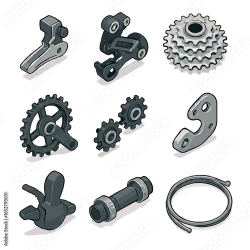 Drivetrain rear bike cassette icon vector icons derailleur front bottom jockey shifter