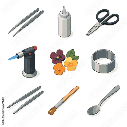 Scissors ring sauce food tools edible paintbrush mini styling icon blowtorch plating