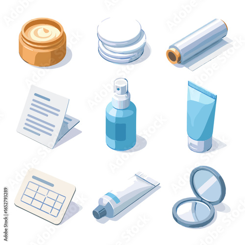 Icon pads vector ointment aftercare station instruction icons healing cooling leaflet tube