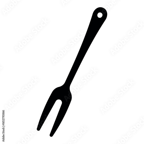 Illustration showing a black icon of kitchen utensils with a handle on a white background