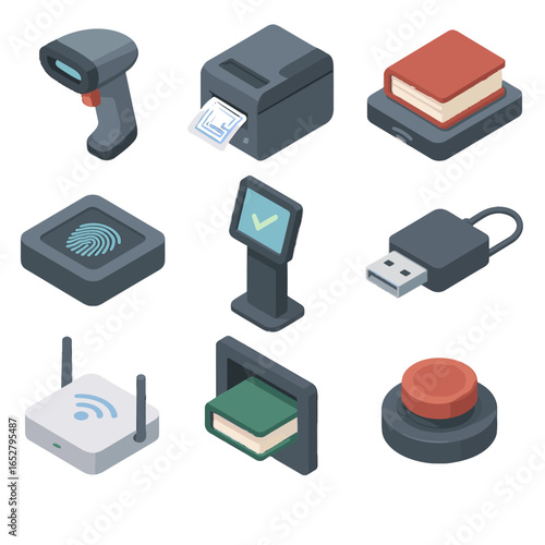 Status access pad icon monitor book login point vector tech drop