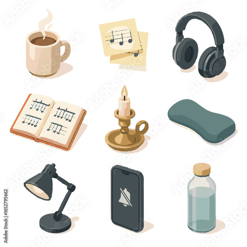 Icon candle bottle icons lamp music glass chord phone sticky desk hand