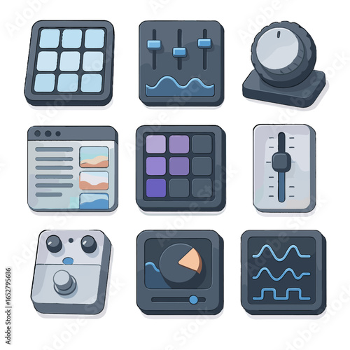 Vector texture tools icon sound shape music slider timing layering tool grid