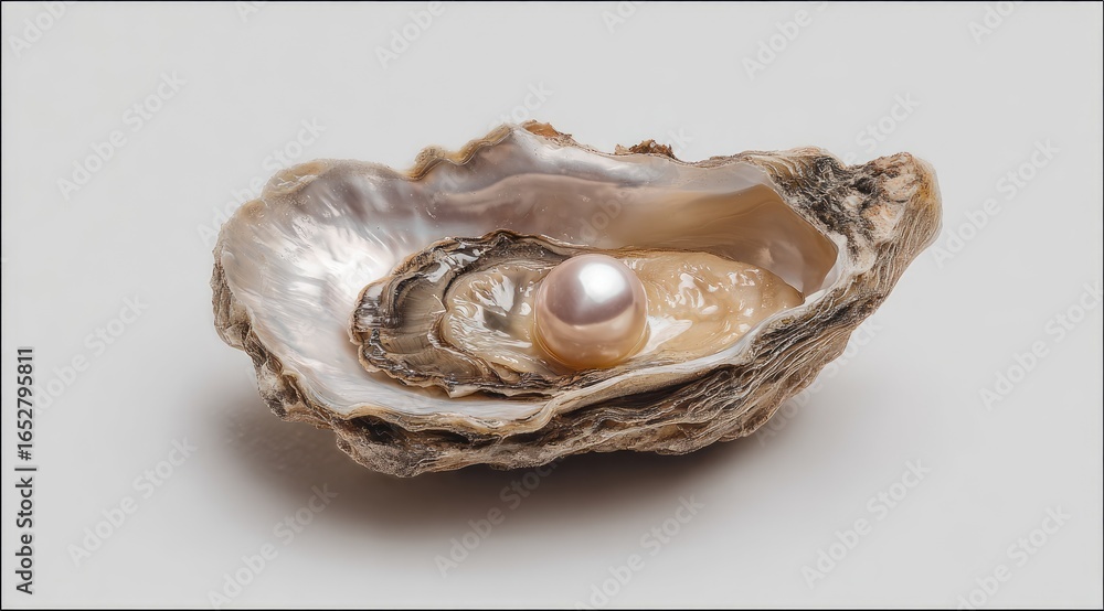 Naklejka premium Pearl nestled within an oyster shell (1)