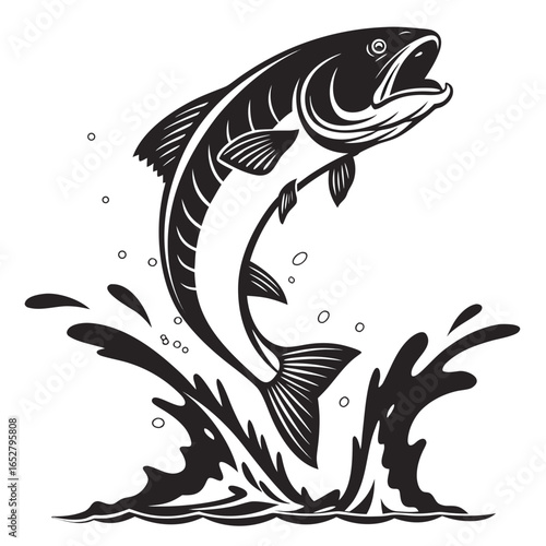 Leaping Fish Silhouette Vector Illustration