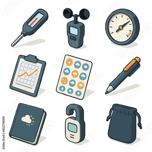 Tracking carry logger chart weather pocket thermometer daily icon wind vector meter