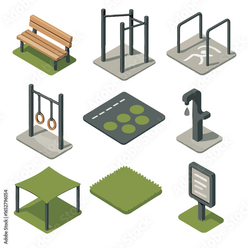 Bars markings outdoor mat workout icon board shaded vector canopy park grass