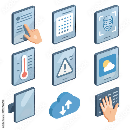 Data vector calendar panel weather alerts face smart icon preview cloud mirror