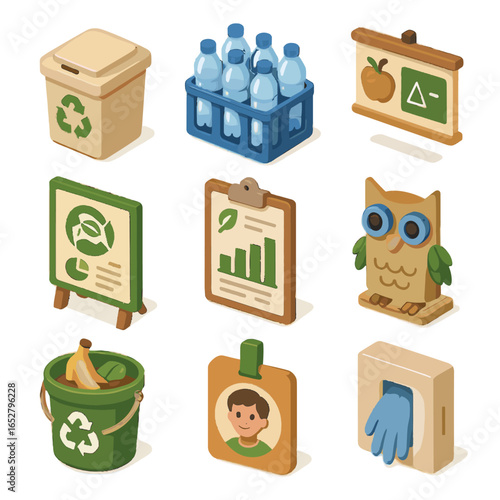 Pail icons vector dispenser compost recycling icon lid student classroom collection school