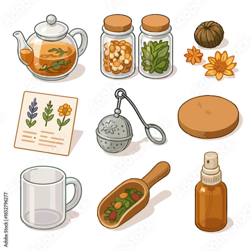 Ball icon infuser guide mug herb vector teapot tea mat herbal dried