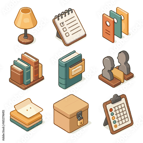 Icon labels notes personalized vector bookend figurines private home collection library