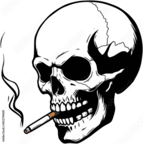 skull smoking skeleton vector illustration
