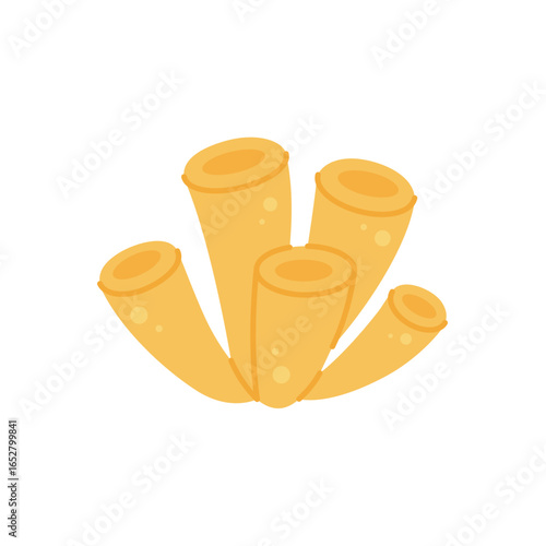 Yellow tube sponge, simple vector marine organism illustration for ocean and underwater themed designs