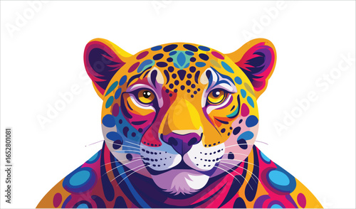 A portrait of a striped wild cat, a big feline mammal, predator, and carnivore with fur, on a white isolated background
