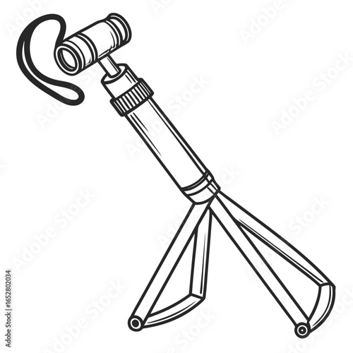 Illustration of an endoscope isolated on white background, a medical instrument used for internal examinations and diagnostic procedures