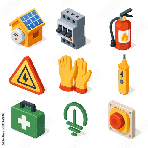 Smoke solar circuit warning vector voltage icon protective breaker gloves icons safety