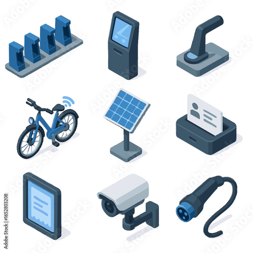 Bike id vector receipt unit cable card charging icon service self station