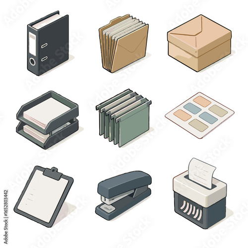 Icon binder shredder icons accordion hanging paper document vector folders label management