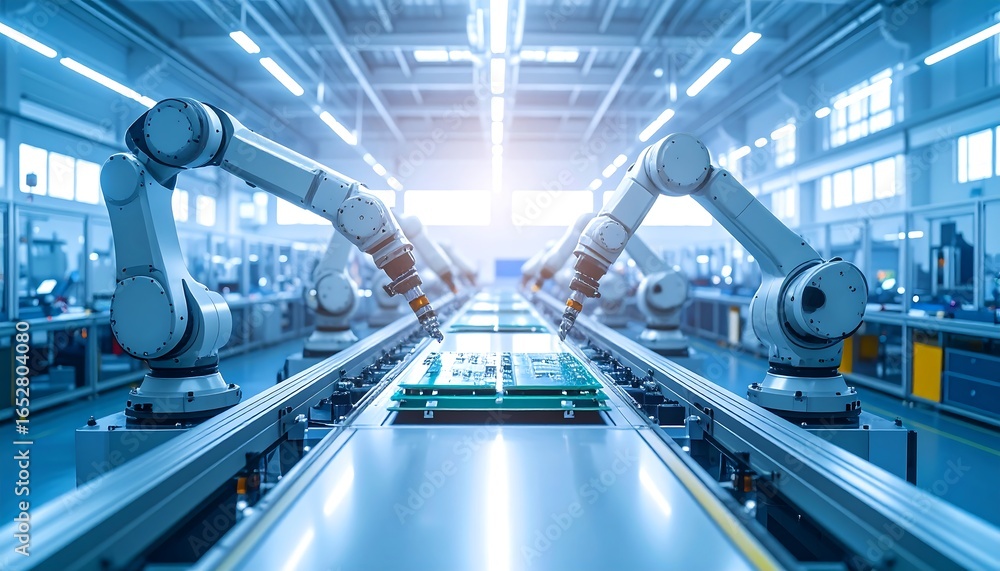 Obraz premium Automated production line in a modern factory