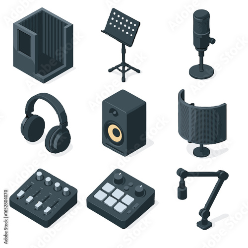 Headphones vector booth mic effects knob essentials mixer recording icon vocal panel
