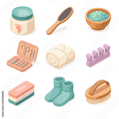 Wrap icon pedicure socks jar vector care file towel scrub foot