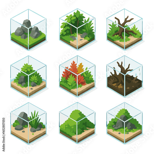 Slope style icons center layout vector icon dutch jungle nature iwagumi aquarium