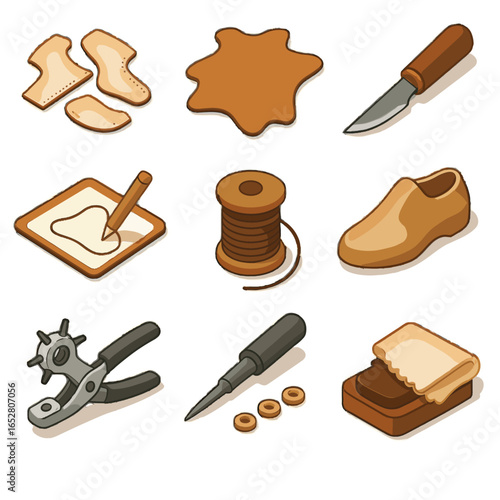 Sheet shoe icon knife cutting vector traced tool shaping template thread handmade