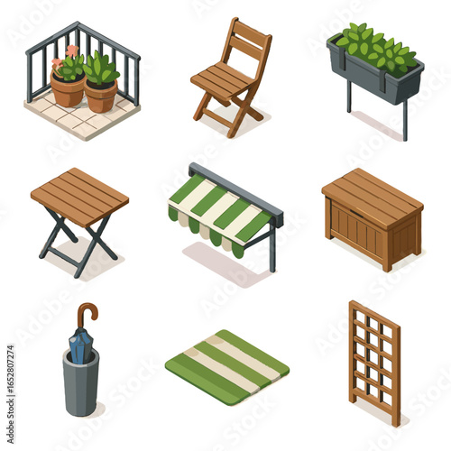 Balcony planter holder space garden outdoor icon floor vector collapsible awning folding