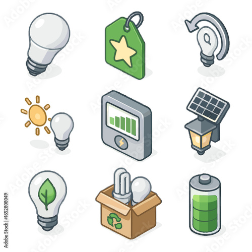 Eco ambient vector lighting mode energy efficient off brightness sustainable icon level