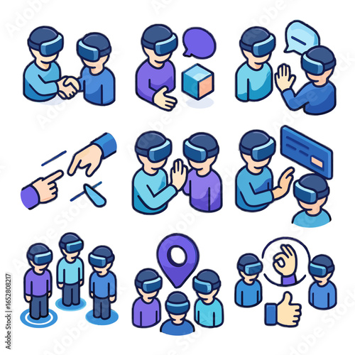 Emoji icons pointer chat vr avatar vector interaction shared teleport icon circle