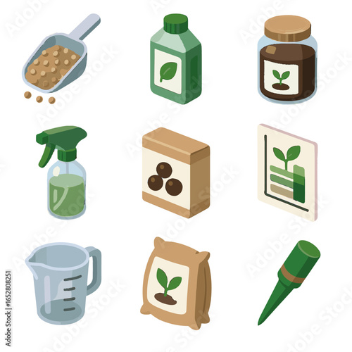 Box tools icons icon cup pellet feed measuring compost fertilizer vector label