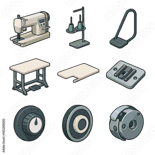 Icon stitch holder icons professional metal sewing machine thread vector wheel dogs