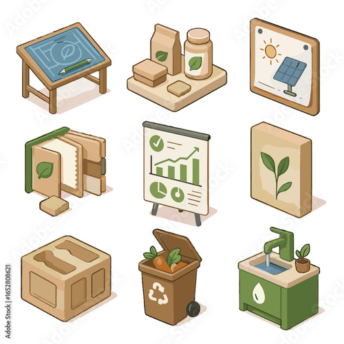 Lab design packaging book research icon compost solar eco vector biodegradable mold