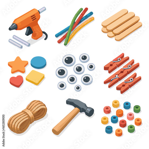 Hot mini supplies hammer icons icon vector crafting clothespins gun eyes pipe