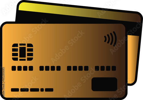 Credit Card with Gold and Black Design: Financial Transaction, Payment, and Banking Symbol for E-commerce
